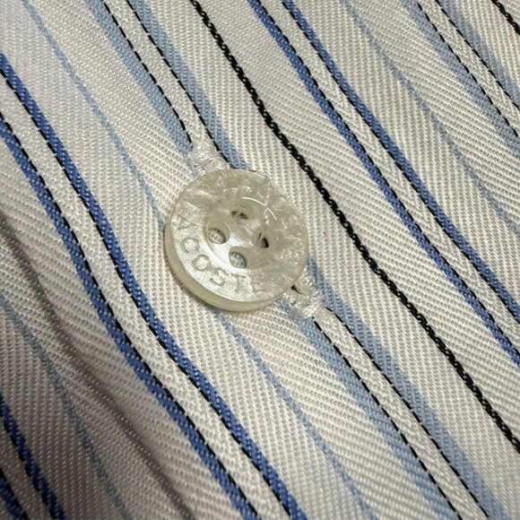Lacoste Dress Shirt Made in France Striped Cotton Button Down 15 1/2 Medium - Picture 5 of 9